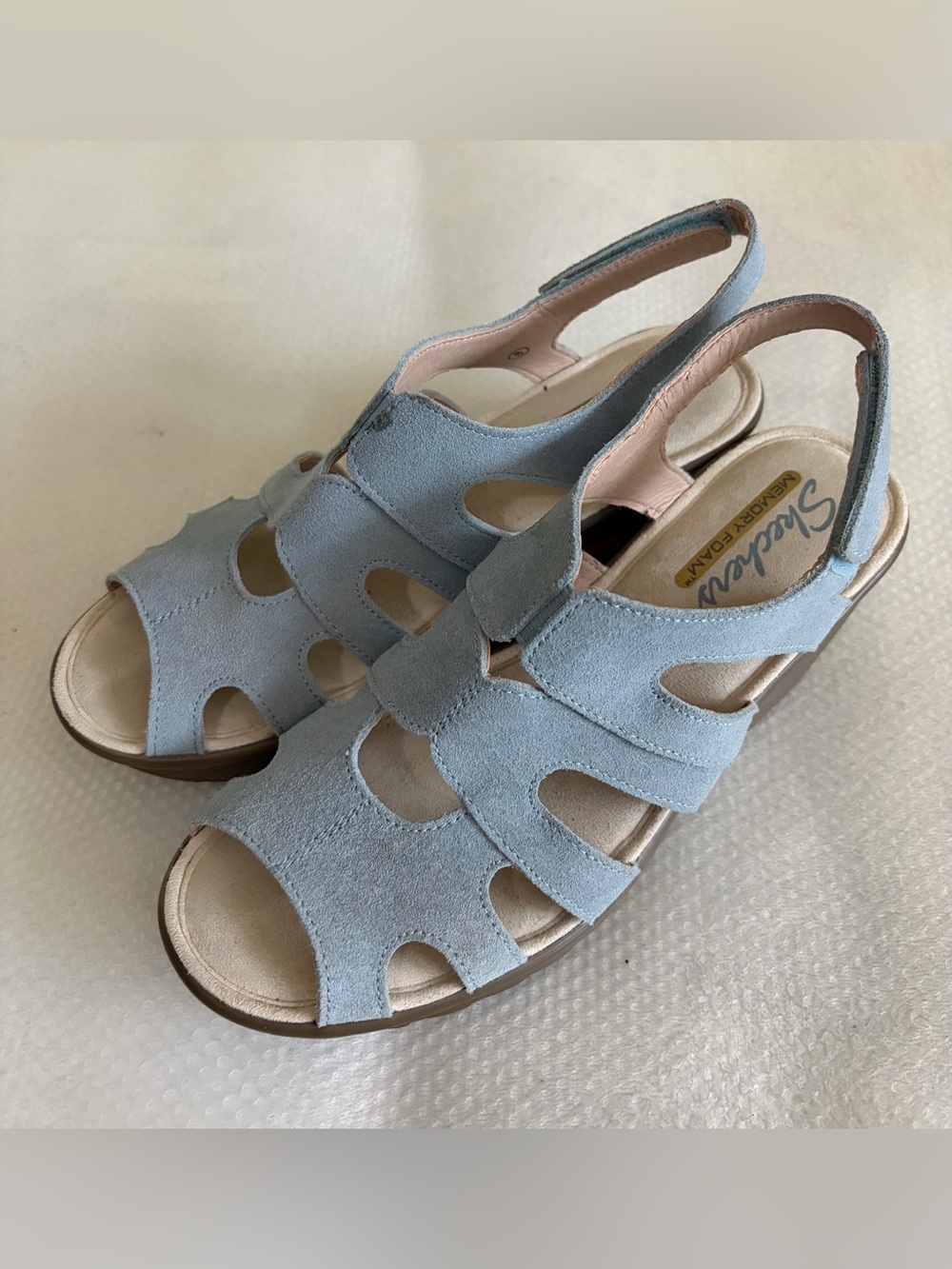 Skechers Light Blue Suede Cutout Slingback Sandals - Women's Sz 8
